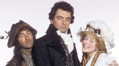 L-R: Baldrick, Blackadder, Mrs Miggins 