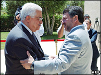 O líder palestino Mahmoud Abbas e o rei da Jordânia, Abdullah 