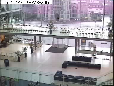Picture: Live webcam shot of the atrium area of The Forum in Norwich with the church of St Peter Mancroft viewed in the background.