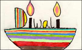 Diwali cards by pupils at Kingsley School 