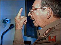 Raúl Castro em imagens da TV cubana de 13 de agosto