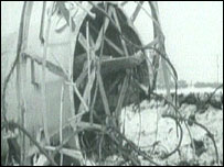 The old Emley Mast after the collapse