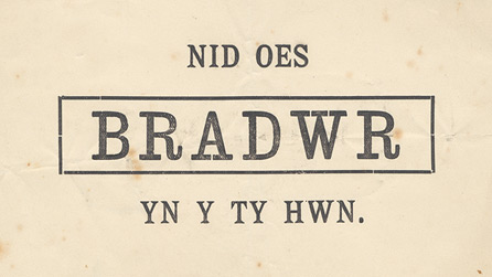 Welsh text on a strike card 