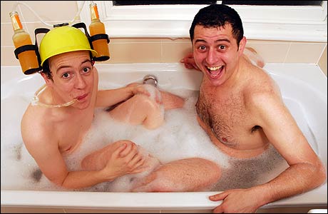 Britain's Best Mates in a bathtub
