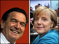 Gerhard Schröder ve Angela Merkel