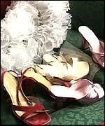 Shoes and a wedding veil