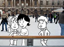 Alice, Helen and Tim at the ice-skating rink