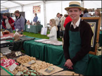 man at fudge stall