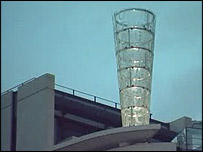 The 10 metre-high glass and steel cone on top of BBC Broadcasting House in central London will shine a beam of light into the sky every night at 2200