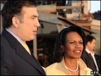 کاندولیزا رایس و ساکاشویلی رئیس جمهور گرجستان