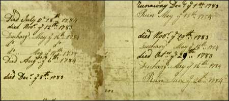 The records of deaths on board the ship