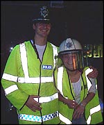 Dressed up in police uniforms