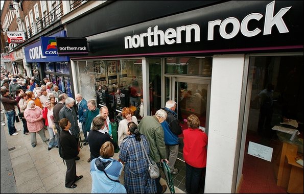 Queues outside a Northern Rock branch