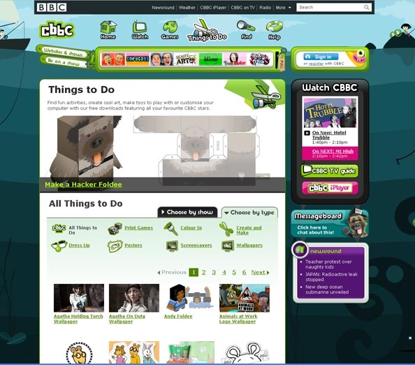 BBC Cbeebies Things to do page