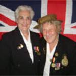 Ciss Collins (on the right) with her Land Army friend, Jess Matthews. This picture was taken on 20 June 2005, after recording a feature for BBC South East Today.