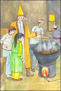 پرده دار با اطفال در فابريکه سيميان