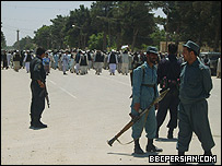 پلیس افغانستان در صحنه تظاهرات روز چهارشنبه