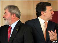 O presidente Luiz Inácio Lula da Silva e o presidente da Comissão Européia, José Manuel Durão Barroso