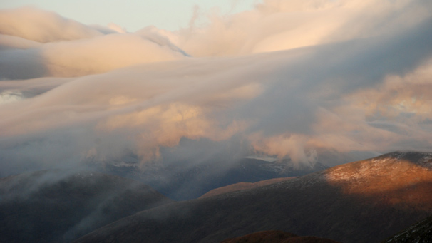 Swirling clouds near the summit of Meall Nan Tarmachan