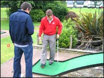 Geoff and Jon playing Crazy Golf
