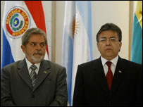 Os presidentes Luiz Inácio Lula da Silva e Nicanor Frutos (foto Ricardo Stuckert)