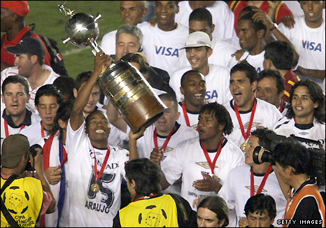 Liga of Quito celebrate winning the 2008 Libertadores