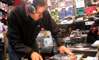 Benji B checking out the new turntables