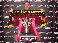 Watford FC fan with Carling Cup