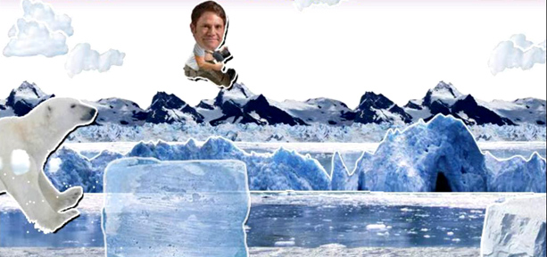 Steve Backshall in the game Deadly Dash 2 running away from a polar bear