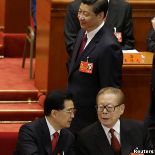 胡锦涛、习近平和江泽民