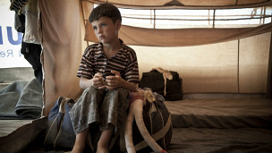 طفل سوري في مخيم لاجئين