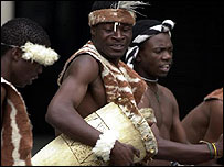African drummers in traditional dress