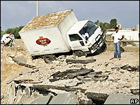 Área destruída em ataque