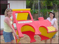 Carmen and Chris setting up the nursery