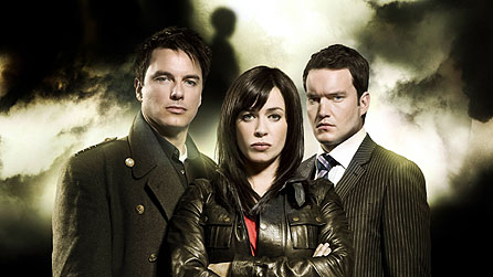 L-R: Captain Jack (John Barrowman), Gwen Cooper (Eve Myles) & Ianto Jones (Gareth David-Lloyd)