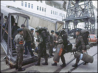 Troops leave bound for the South Atlantic