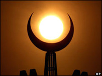 A crescent moon symbolising the faith of Islam