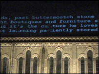 Projection onto Salisbury Cathedral