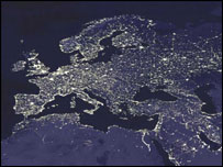 اروپا در شب، ناسا