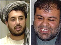 عبدالکریم خرم، وزیر فرهنگ افغانستان (راست) و اسدالله خالد، والی قندهار 