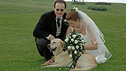 Bethan with her guide dog and new husband.