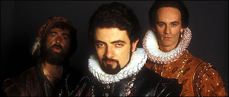Blackadder II (L to R) Tony Robinson, Rowan Atkinson and Tim McInnerny