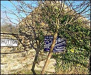 Hutton-le-Hole sign in Ryedale Folk Museum site