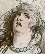 Sarah Siddons wearing a blue necklace