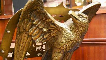 The brass eagle lectern from St Mary Magdalene Church. Courtesy of Bonhams.