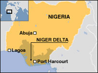 Map of Nigeria indicating the Delta region