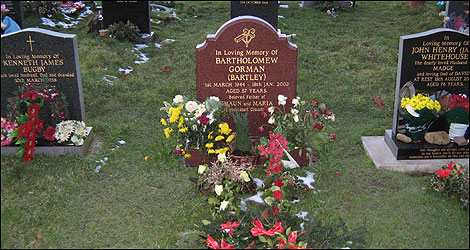 Bartley Gorman's grave in Rocester graveyard 