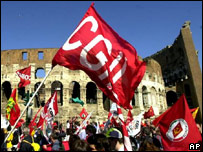 Manifestação por empregos na Itália