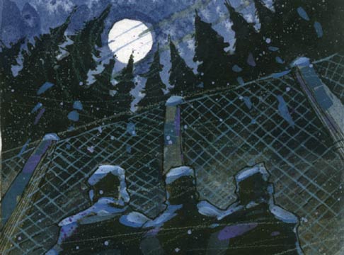 Three old guys - artwork by Simon Davis