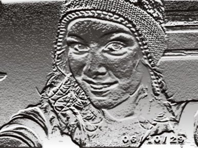 Self portrait engraved